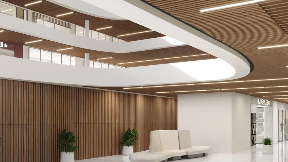 Revestimiento acústico madera natural en interiores